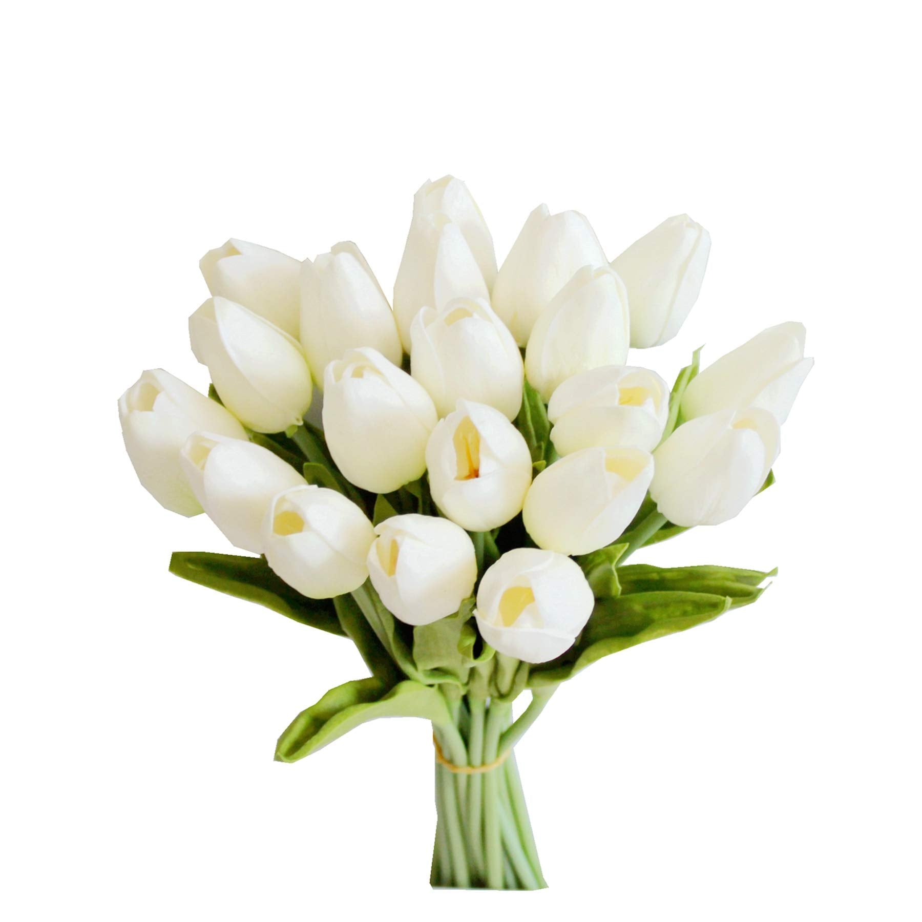 Mandy's 20pcs White Flowers Artificial Tulip Silk Flowers 13.5" in Bulk Home Kitchen Wedding Decorations