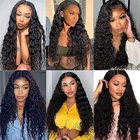 Water Wave Lace Front Wigs Human Hair Pre Plucked 13x4 HD Deep Wave Curly Lace Front Wigs for Black Women Human Hair Glueless 200 Density Brazilian Transparent Lace Frontal Wet and Wavy Wigs 24 Inch