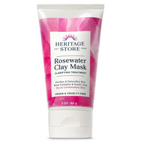 Heritage Store Rosewater Clay Mask, Clarifying Treatment for Dry Combination Skin, Purifying Face Mask Deep Cleanses, Detoxifies & Balances with Kaolin Clay & Organic Aloe, Vegan & Cruelty Free, 2oz