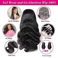 Wear and Go Glueless Lace Closure Wig for Beginners - 5x5 HD Lace, 180% Density Body Wave, Pre-Plucked and Pre-Cut - 26 Inch