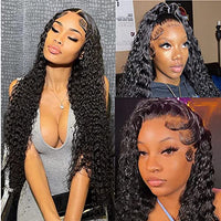 Siyun Show Curly Lace Front Wigs Human Hair Pre Plucked with Baby Hair 180 Density 13x4 Hd Lace Front Wigs for Black Women Human Hair Glueless Deep Wave Lace Frontal Wigs Human Hair 20Inch