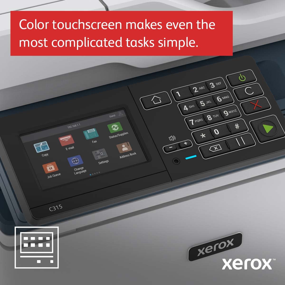 Xerox C315 Color Multifunction Printer, Print/Scan/Copy/Fax, Laser, Wireless, All in One