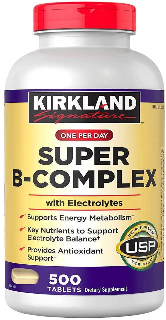 Kirkland Signature – Super B-Complex with Electrolytes 500 Tablets + Vitamin D3 2000IU, 600 Softgels + Vitamin B12 5000mcg, Cherry Flavor, 300 Tablets (Bundle of 3 Units Total)