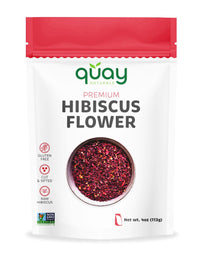 Quay Naturals Hibiscus Flowers, 4 oz, Flor de Jamaica - Cut & sifted - Pure & Natural Roselle Flowers for Teas, Smoothies & Baking - Hibiscus sabdariffa Flowers - Non GMO