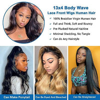 Lace Front Wigs Human Hair 22 Inch 13x4 Transparent Lace Frontal Wigs Human Hair 180% Density Body Wave Human Hair Wigs for Women Pre Plucked with Baby Hair Lace Frontal Wig Natural Black Human Hair