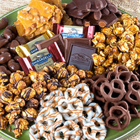 A Gift Inside Birthday Chocolate Caramel and Crunch Grand Gift Basket with Snacks, Pretzels, Ghirardelli and Chocolate-covered Nuts