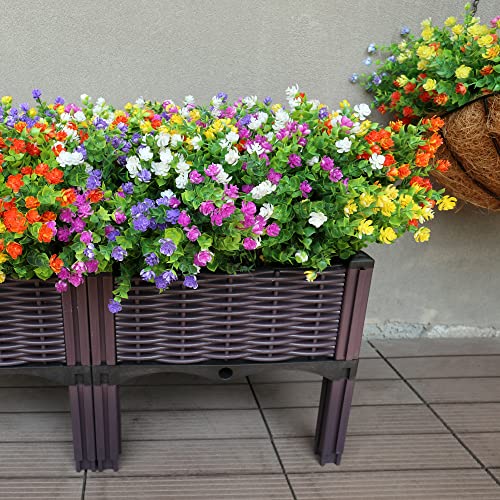 YIBUKIY 20 Bundles Artificial Flowers Outdoor Fake Flowers, UV Resistant No Fade Faux Plastic Greenery Shrubs Plants for Hanging Garden Porch Window Box Outside Decoration,Home Indoor Decor, 5 Colors
