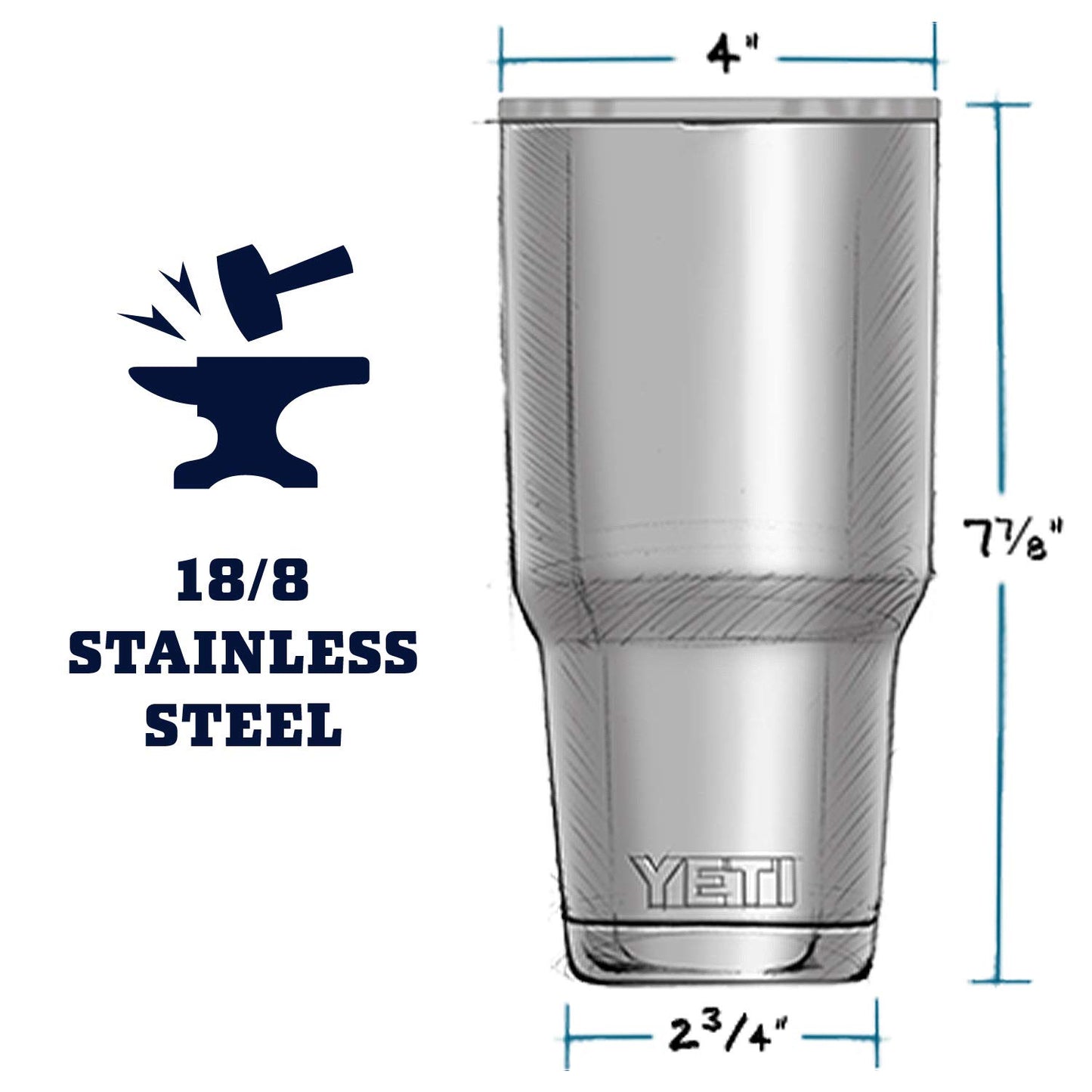 YETI Rambler 30 oz Stainless Steel Vacuum Insulated Tumbler w/MagSlider Lid, Navy