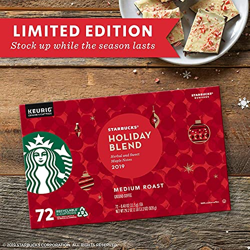 Starbucks Coffee Holiday Blend K Cup Pods, 29.2 Oz, 72 Count