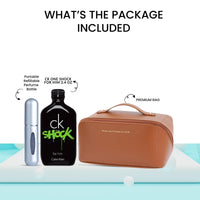 ARTMAN STORE One Shock for Him cologne Eau De Toilette Spray 3.4 oz - Gift Set Pack - Travel Bag And Refillable Empty Perfume Bottle