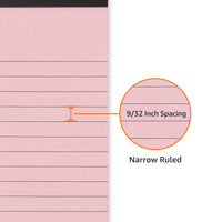 Amazon Basics Narrow Ruled 5 x 8-Inch Lined Writing Note Pads, 6 Count (50 Sheet Pads), Multicolor