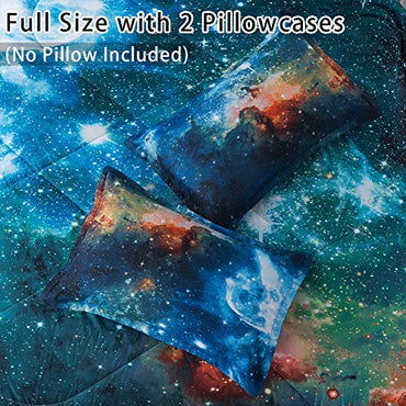 Litanika 3D Galaxy Comforter Full(79x90lnch), 3 Pieces(1 Galaxy Comforter, 2 Pillowcases), Universe Outer Space Bedding Set, Microfiber Comforter Set for Kid Boy Girl Teen