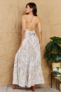 OneTheLand Check Me Out Grow Open Cross Back Maxi Dress