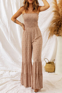 Floral Spaghetti Strap Smocked Wide Leg Jumpsuit