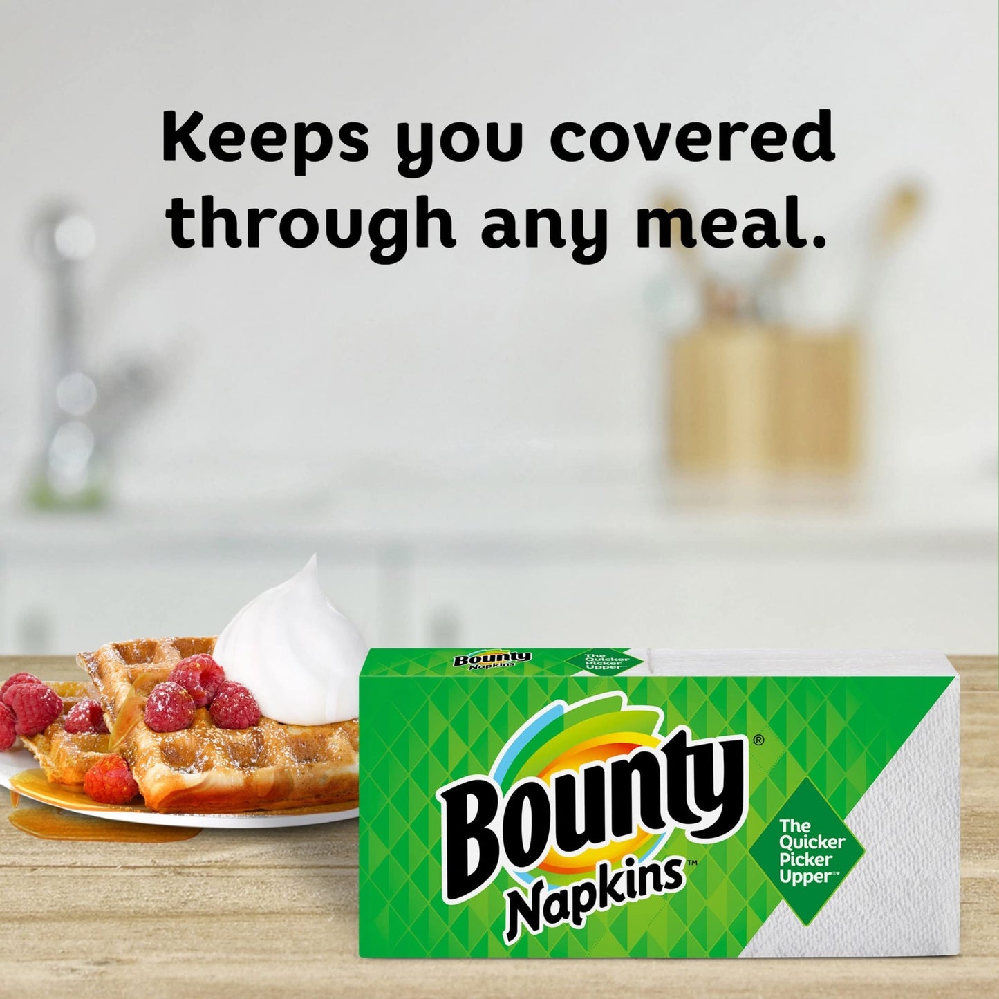 Bounty Quilted Napkins, 1-Ply, 12.1In X 12In, 100/PK, White