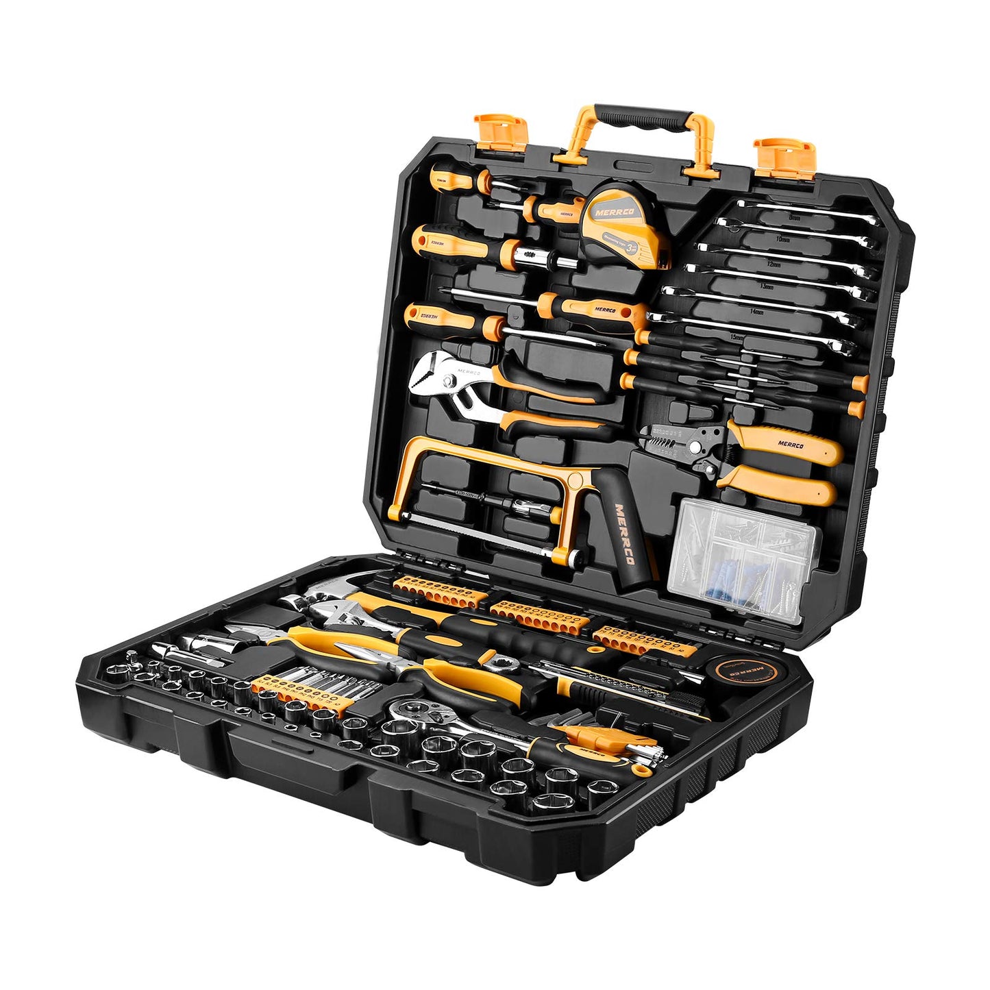 DEKOPRO 198 Piece Home Repair Tool Kit, Wrench Plastic Toolbox with General Household Hand Tool Set