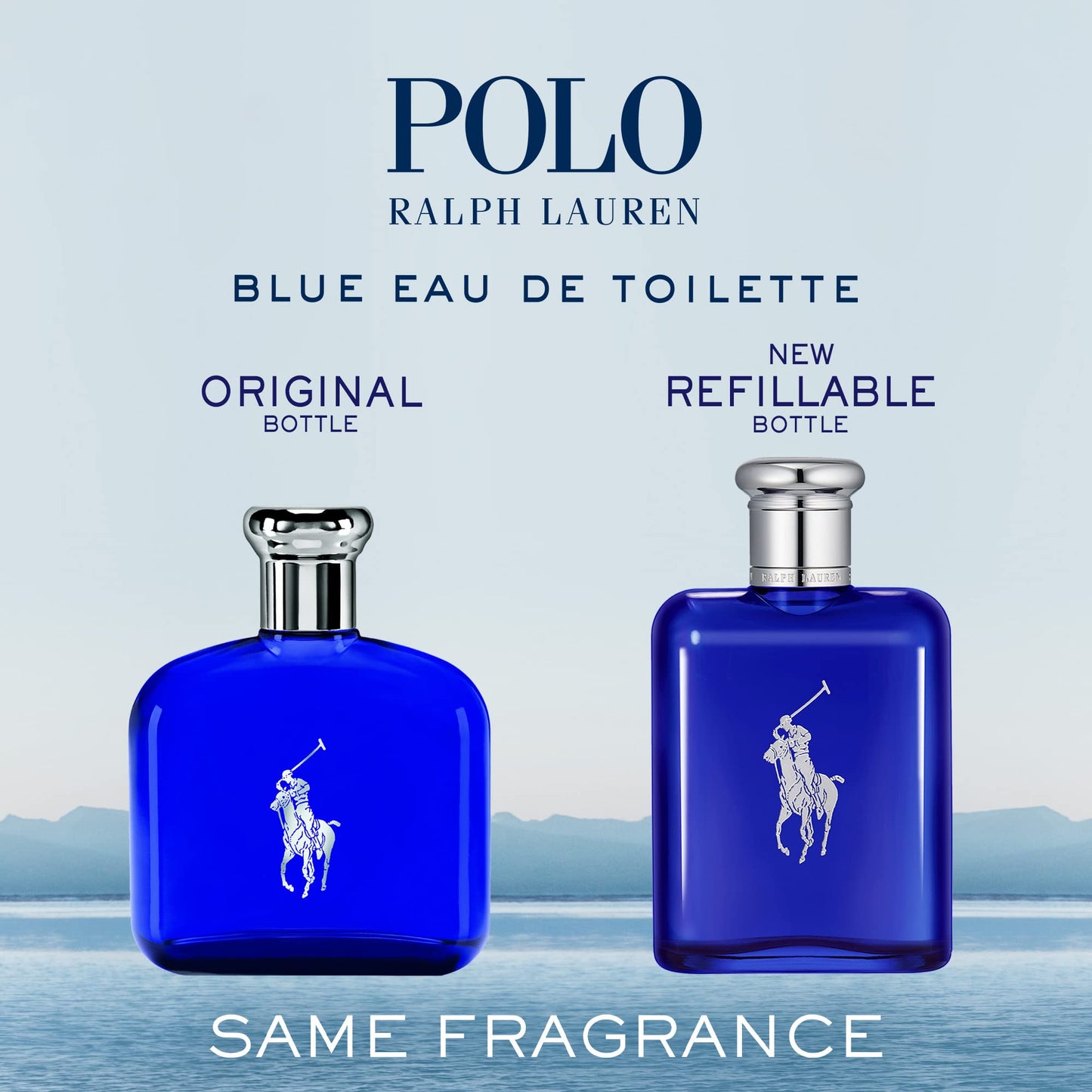 Ralph Lauren Fragrances Polo Blue - Eau de Toilette - Men's Cologne - Aquatic & Fresh - With Citrus, Sage, and Suede - Medium Intensity - 2.5 Fl Oz