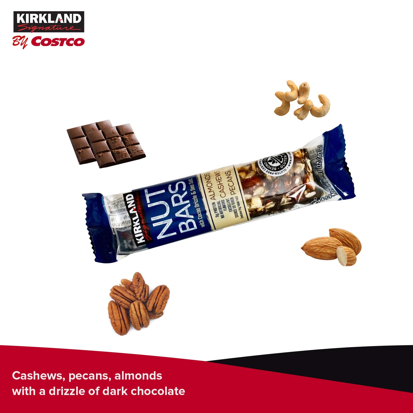 KIRKLAND SIGNATURE Nut Bars 30 Count (2.64 Lbs), 42.3 Oz