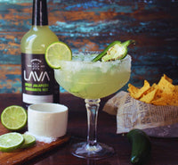 LAVA Premium Spicy Jalapeño Margarita Mix by LAVA Craft Cocktail Co., Made with Real Jalapeños, Agave Nectar, Key Limes, Lots of Flavor and Ready to Use, 1-Liter Glass Bottle