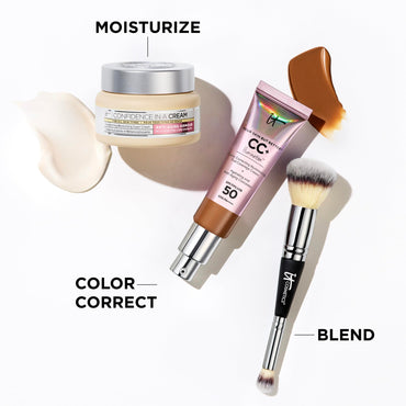 IT Cosmetics Your Skin But Better CC+ Cream Illumination, Medium (W) - Color Correcting Cream, Full-Coverage Foundation, Hydrating Serum & SPF 50+ Sunscreen - Radiant Finish - 1.08 fl oz