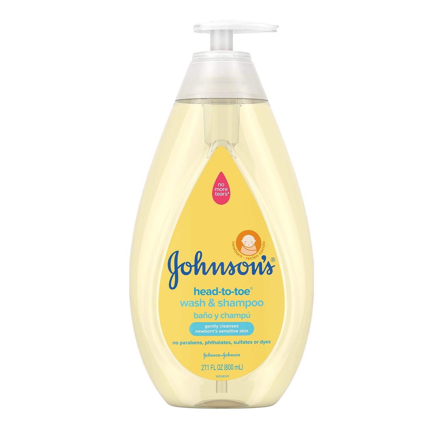 Johnson's Head-To-Toe Gentle Baby Body Wash & Shampoo, Tear-Free, Sulfate-Free & Hypoallergenic Bath Wash & Shampoo for Baby's Sensitive Skin & Hair, Washes Away 99.9% Of Germs 27.1 fl. oz