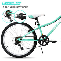 Hiland 24 Inch Mountain Bike for Kids Age 7-12,Shimano 7-Speed,Front Suspension Fork Kids' Bicycles for Boys Girls Mint Green