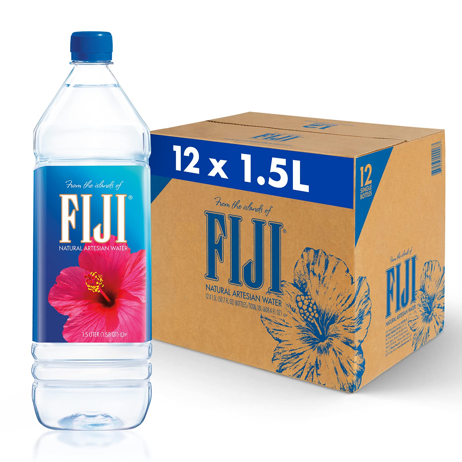 FIJI Natural Artesian Bottled Water 1.5 Liters / 50.7 Fl Ounce (Pack of 12)