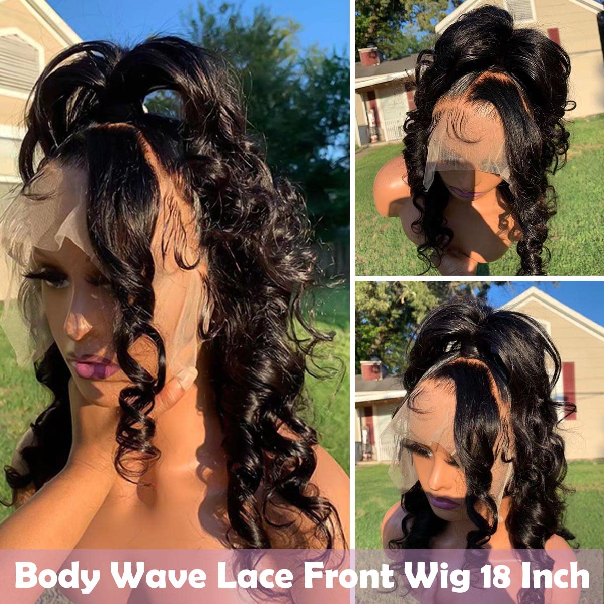 FASCARA Body Wave Lace Front Wigs Human Hair 18 Inch 13x4 HD Transparent Lace Frontal Wig Pre Plucked with Baby Hair 180% Density Brazilian Wigs for Black Women Natural Color