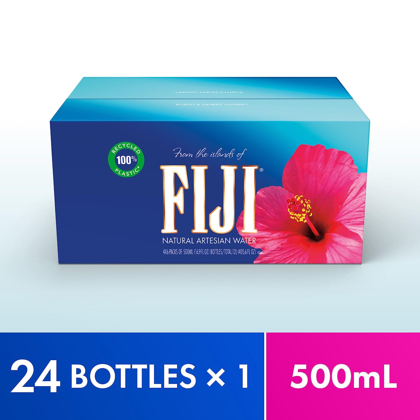 FIJI Natural Artesian Bottled Water 500 mL / 16.9 Fl Ounce (Pack of 24)