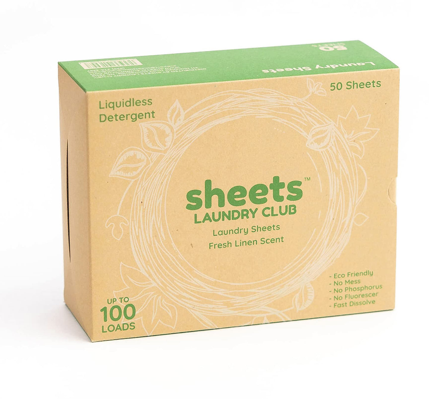 Sheets Laundry Club - As Seen On Shark Tank - Laundry Detergent - (Up to 100 Loads) 50 Laundry Sheets- Fresh Linen Scent - No Plastic Jug - New Liquid-Less Technology - Lightweight - Easy To Use -