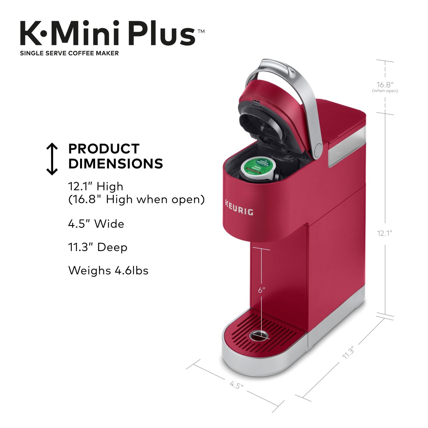 Keurig K-Mini Plus Single Serve K-Cup Pod Coffee Maker, Cardinal Red