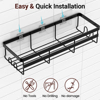 WOWBOX Shower Caddy Shelf, 2 Pack Adhesive Bathroom Shower Organizer Hanging Shower Shelf for Inside Shower, No Drilling Stainless Black Shower Shelves for Bathroom Storage&Home Decor&Kitchen