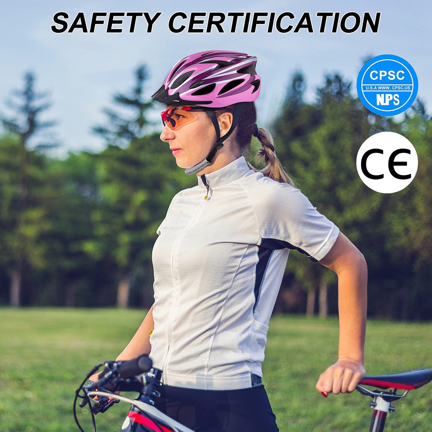 Zacro Adult Bike Helmet Lightweight - Bike Helmet for Men Women Comfort with Pads&Visor, Certified Bicycle Helmet for Adults Youth Mountain Road Biker (Pink Plus Purple, Universal Adult(54-62 cm))