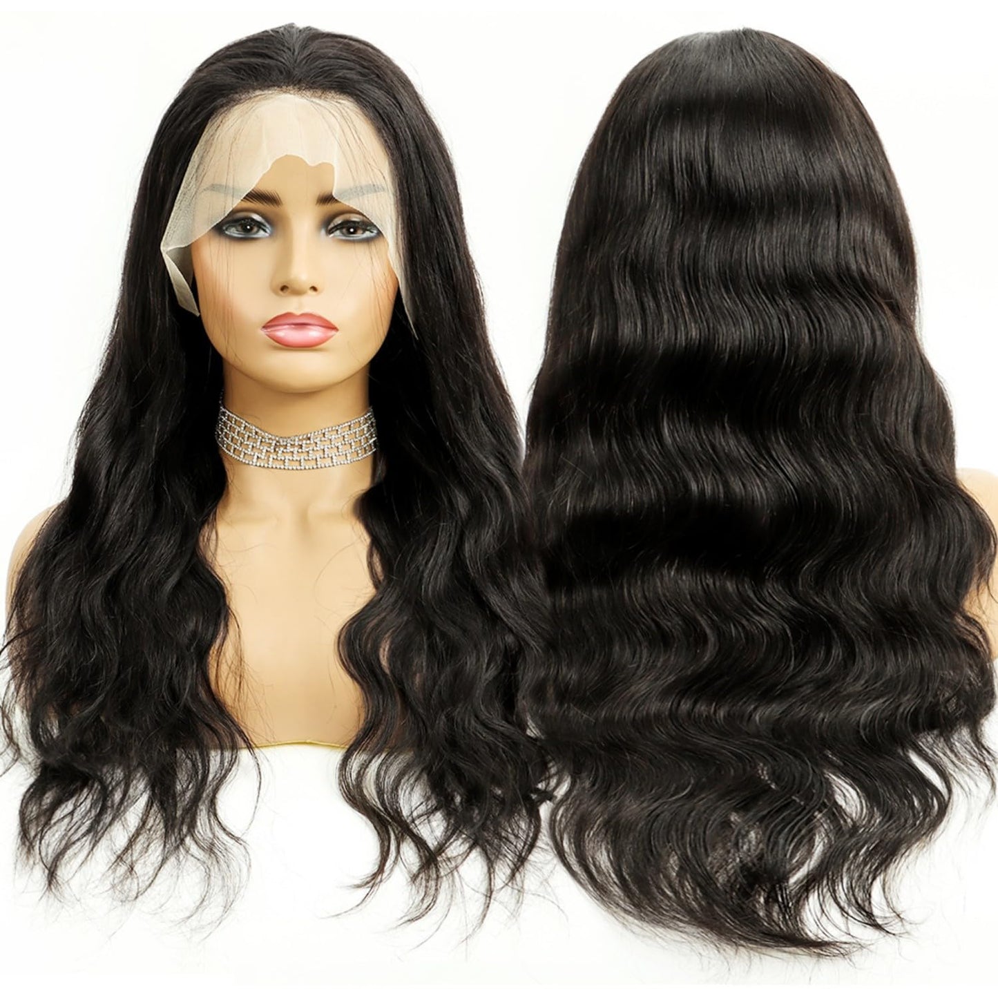 JISHENG Body Wave Lace Front Wigs Human Hair Pre Plucked 20 Inch 13x4 Lace Frontal Wigs Human Hair Transparent Lace for Black Women Natural Hairline with Baby Hair 150% Density