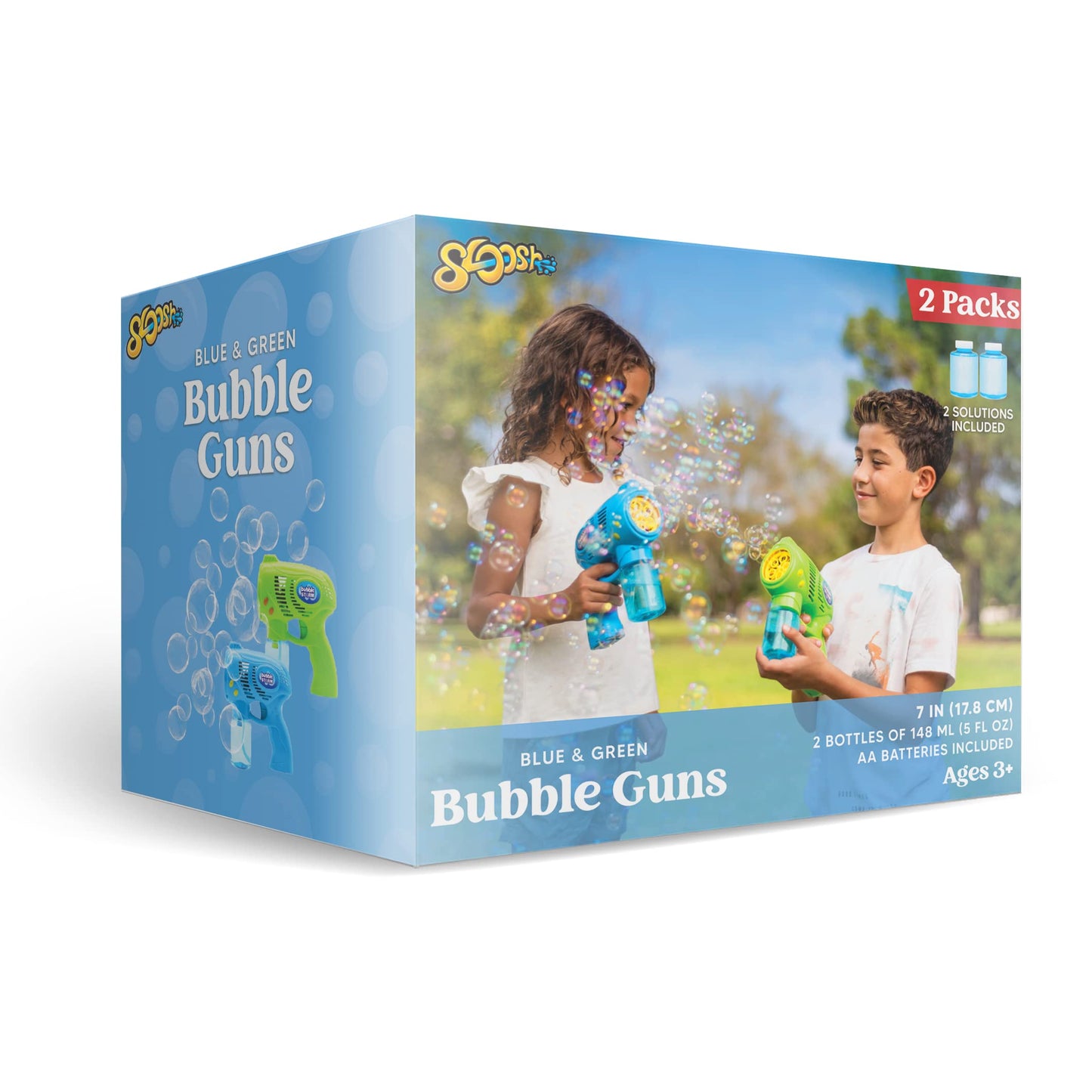 JOYIN 2 Bubble Guns with 2 Bottles Bubble Refill Solution (10 oz Total), Bubble Machine for Toddlers 1-3, Bubble Blaster Party Favors, Summer Toy, Outdoors Activity, Easter, Birthday Gift