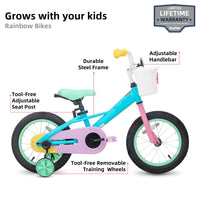 JOYSTAR 14 Inch Kids Bike for 3 4 5 Years Girls 14" Children Toddler Girl Bicycle with Training Wheels and Coaster Brake for 3-5 Years Kids 85% Assembled Macarons