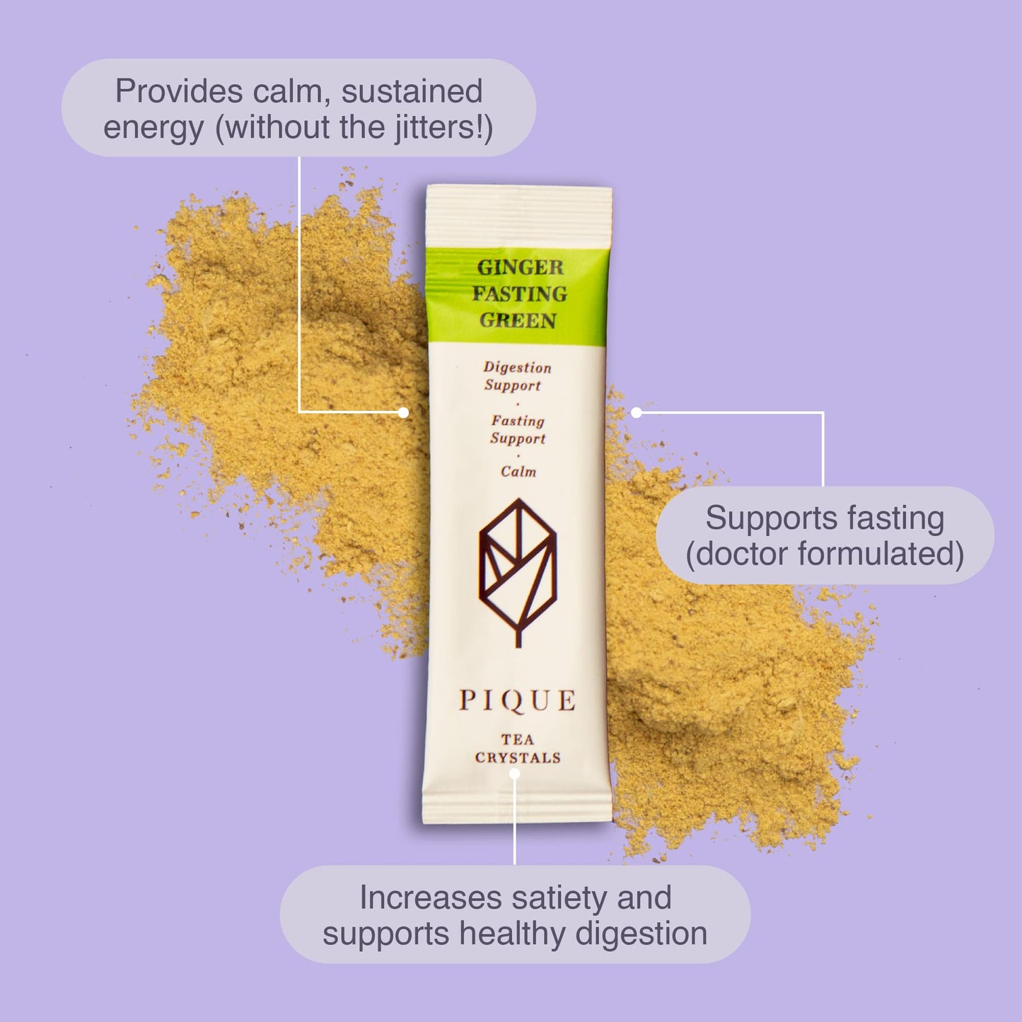 Pique Organic Specialty Tea Crystals Sampler - Support Healthy Digestion, Immunity, Metabolism - 98 Single Serve Sticks (Pack of 5)
