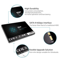 Silicon Power 2TB SSD 3D NAND A55 SLC Cache Performance Boost SATA III 2.5" 7mm (0.28") SSD Internal Solid State Drive (SP002TBSS3A55S25)