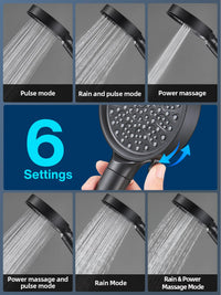 Cobbe Filtered Shower Head with Handheld, High Pressure 6 Spray Mode Showerhead with Filters, Water Softener Filters Beads for Hard Water - Remove Chlorine - Reduces Dry Itchy Skin, Matte Black