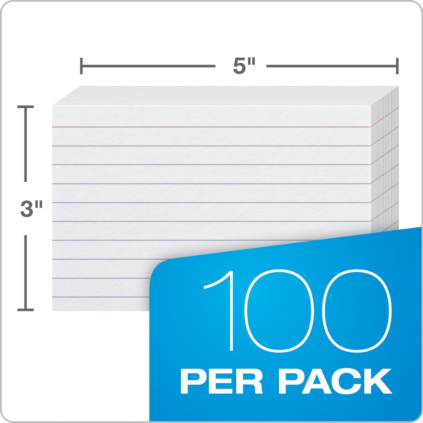 Oxford Heavyweight Ruled Index Cards, 3" x 5", White, 100 Per Pack (63500)