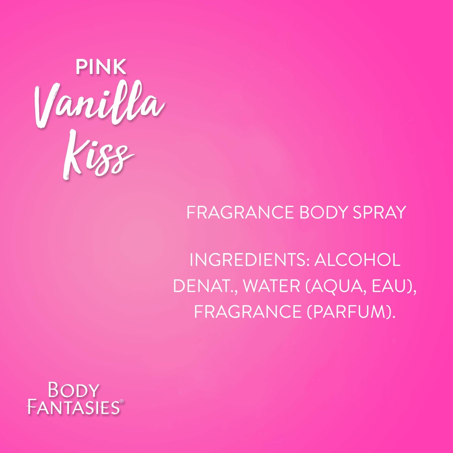 BODY FANTASIES SIGNATURE Fragrance Body Spray, Pink Vanilla Kiss Fantasy, 8 Fluid Ounce (BF44)