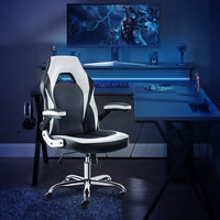 JHK Gaming Computer Office Ergonomic Desk Chair Armrests Neck Pillow and Built-in Lumbar Adjustment, Black and White