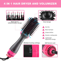 Hot Air Brush, 4 in 1 Hair Dryer Brush & Volumizer, One Step Blow Dryer Suitable for Straight and Curly Hair, Ceramic Coating Achieve Salon Styling at Home 1200W