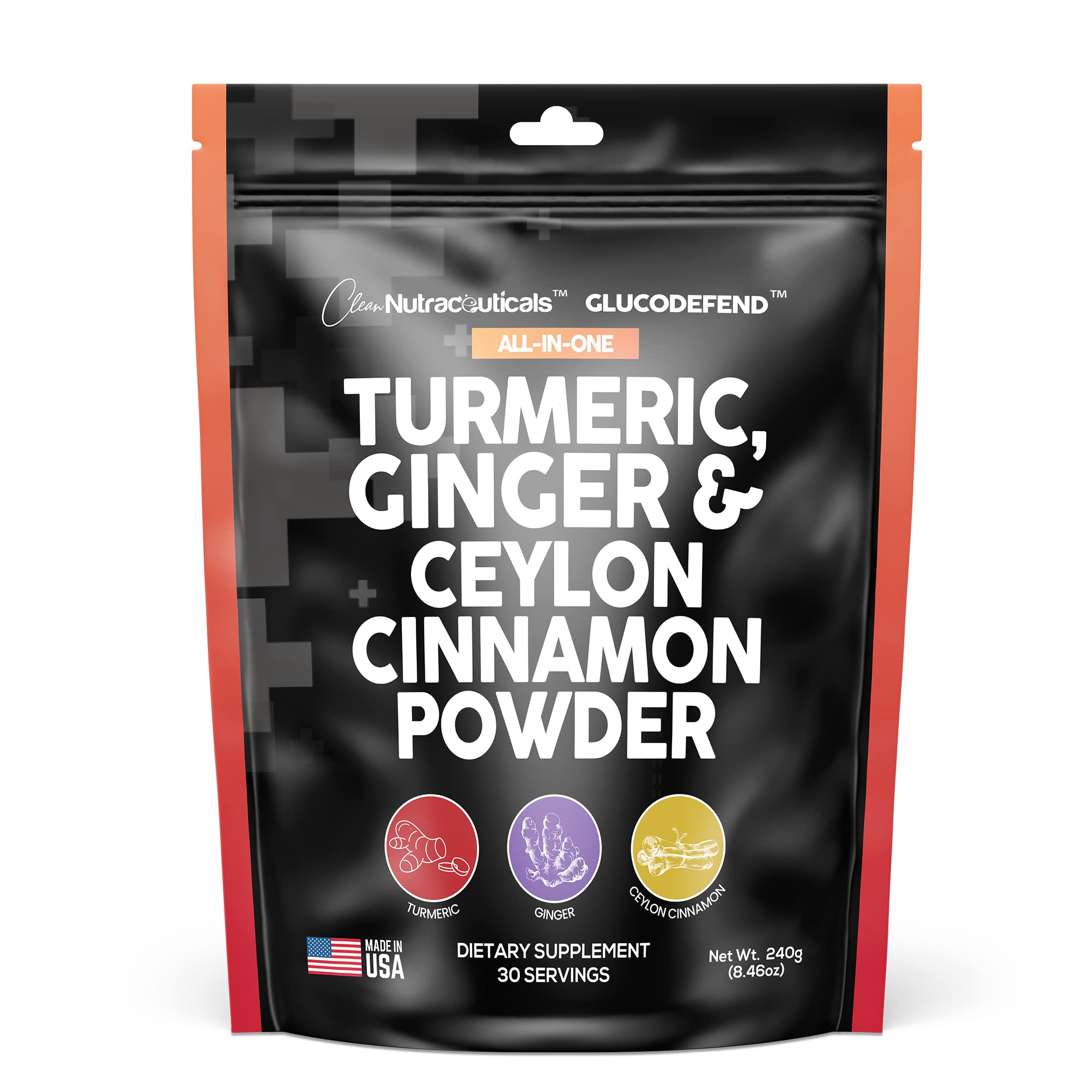 3in1 Turmeric Curcumin Ginger Root & Ceylon Cinnamon Powder Supplement Made in USA - Turmeric Powder for Health, Cooking, Baking - Premium Quality Ginger Powder - Alternative to Pills Capsules Tablets