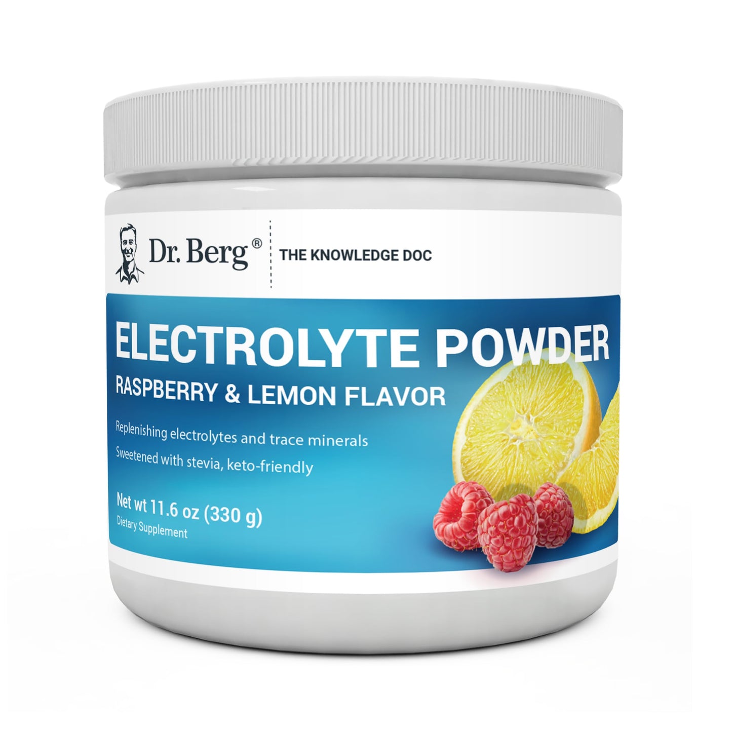 Dr. Berg Hydration Keto Electrolyte Powder - Enhanced w/ 1,000mg of Potassium & Real Pink Himalayan Salt (NOT Table Salt) - Raspberry & Lemon Flavor Hydration Drink Mix Supplement - 50 Servings