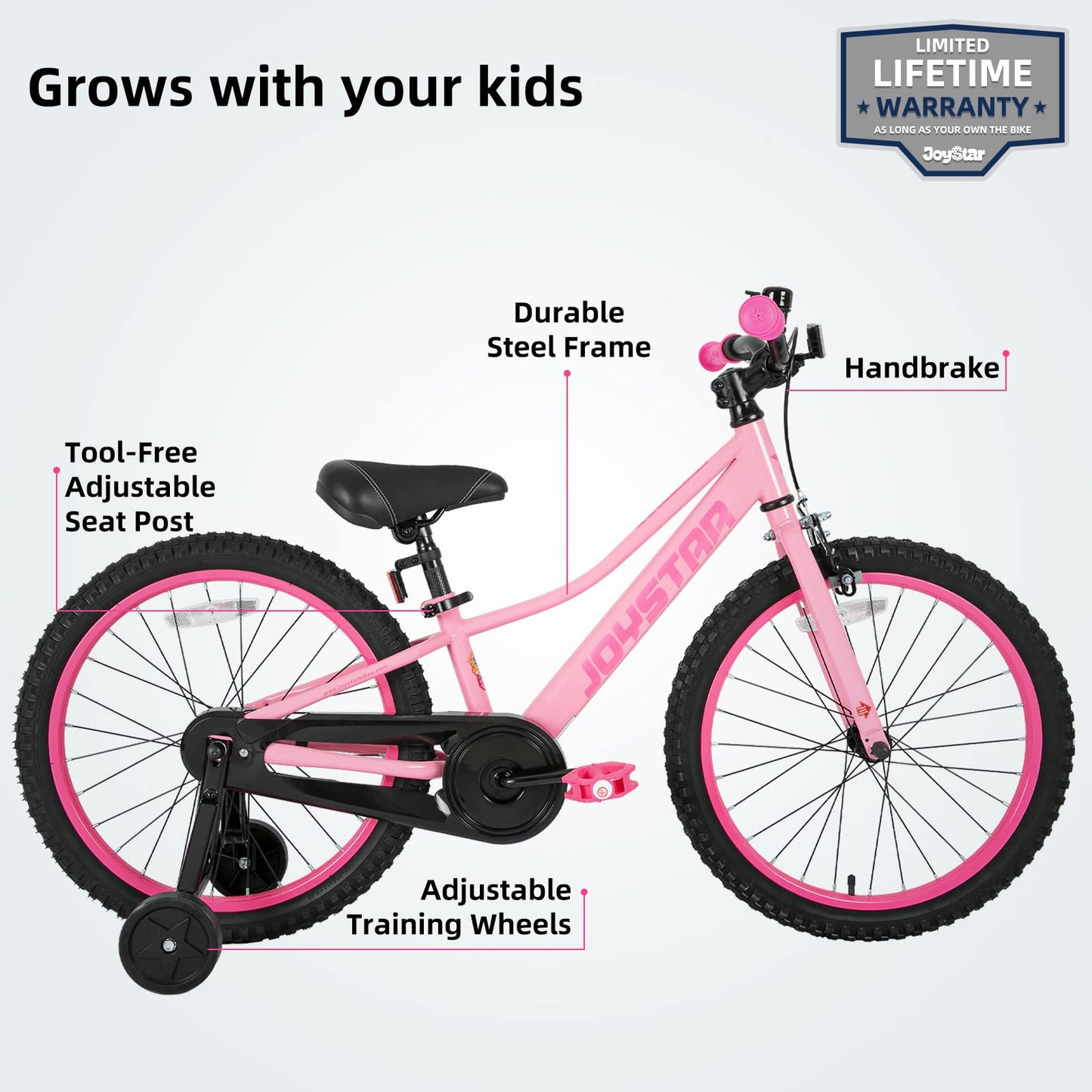 JOYSTAR 20 Inch Girls Bike with Training Wheels for 7-12 Years Old Children 20" Kids Bikes Kids Mountain Bicycle for Early Rider Kids' Bicycles Pink