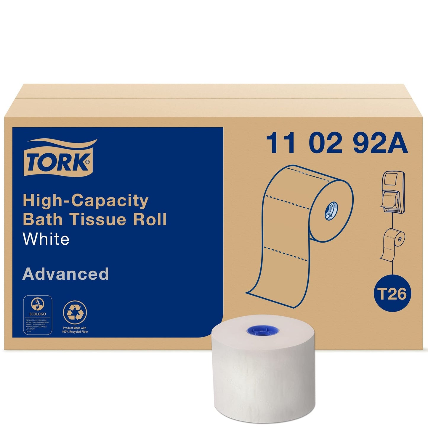 Tork High-Capacity Toilet Paper Roll White T26, Advanced, 2-Ply, 36 x 1000 sheets, 110292A