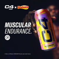 Cellucor C4 Energy Drink, STARBURST Strawberry, Carbonated Sugar Free Pre Workout Performance Drink with no Artificial Colors or Dyes, Pack of 12