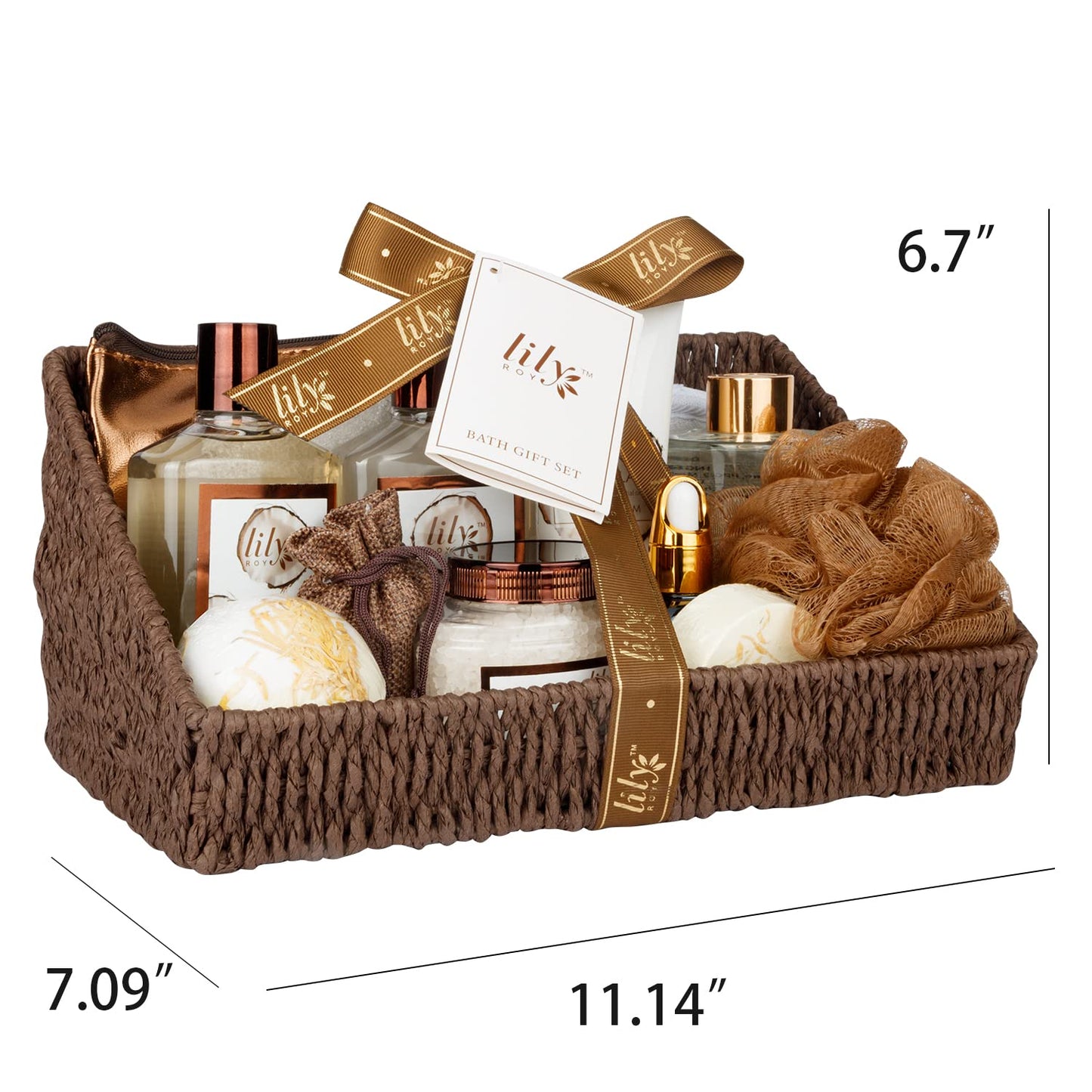 Coconut Vanilla Spa Gift Basket for Men and Women - 17pc Bath and Body Set for Christmas, Birthdays and Self Care