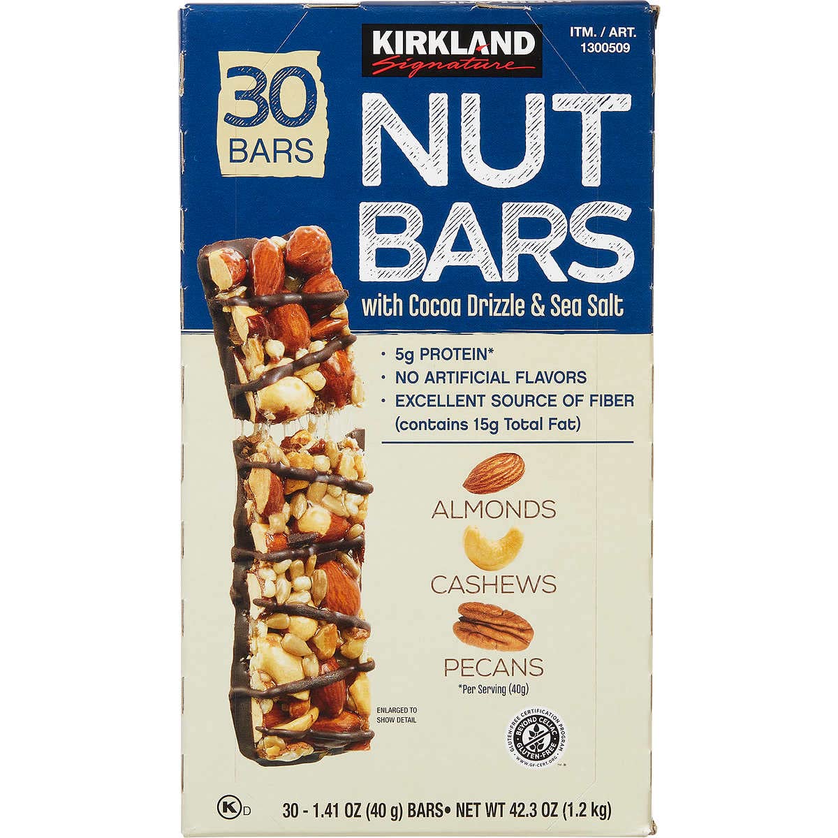 KIRKLAND SIGNATURE Nut Bars 30 Count (2.64 Lbs), 42.3 Oz